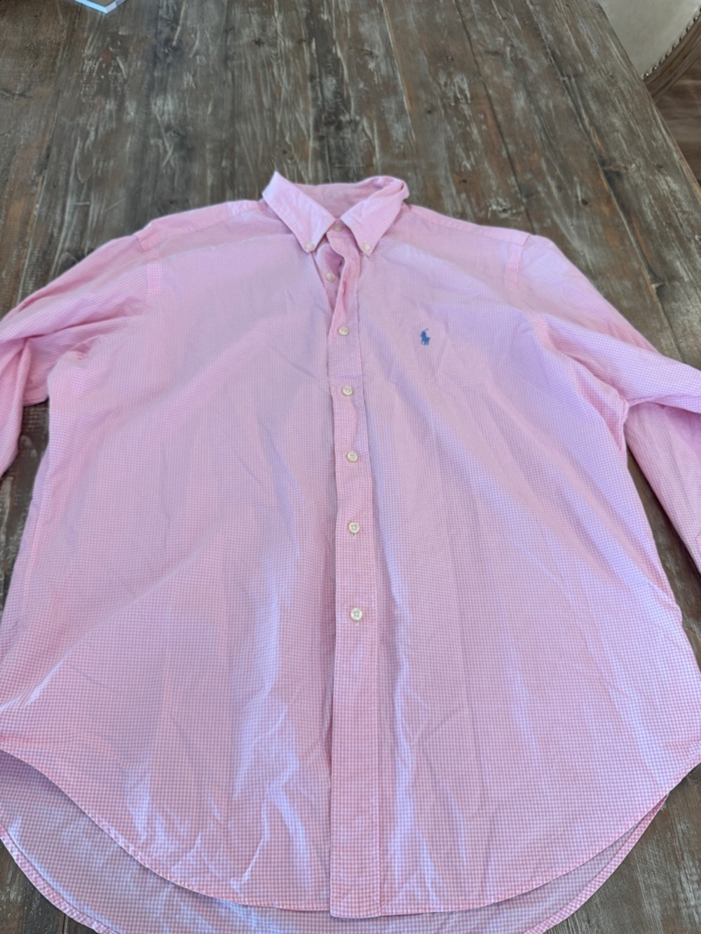 Ralph Lauren Light Pink Gingham Button-Down Dress Shirt